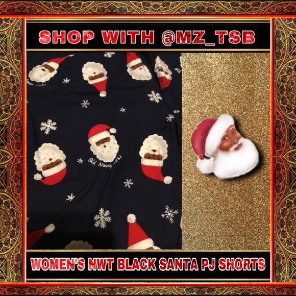 🆕🆕🆕🎅🏽🔴 WOMENS NWT BLACK SANTA PAJAMA SHORTS 🔴🎅🏽 including FREE GIFT 🎁 - Picture 3 of 4